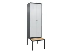 PBM-locker met bank,HxBxD 2120x600x815mm,2vak,vak B 300mm,draaigrendel