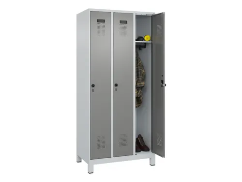 locker,HxBxD 1950x900x500mm,3vak,vak B 300mm,draaigrendel,voeten