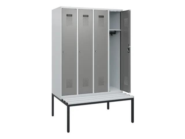 locker met bank,HxBxD 1950x1200x815mm,4vak,vak B 300mm,cilinderslot