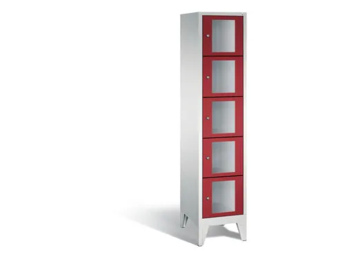 Lockerkast 1850x420x500mm 1x5 vakken Cilinderslot Poten, RAL3003