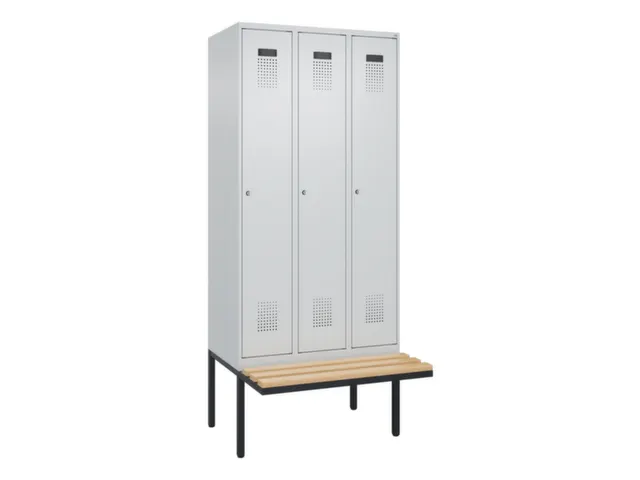 locker met bank,voor scheiding van kleding,HxBxD 2120x900x815mm,3vak