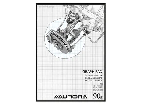 Millimeterblok Aurora A4 50 vel 90 gram blauw