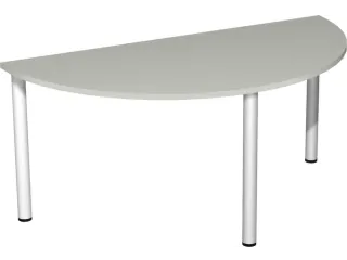 vergadertafel HxBxD 72x160x80cm halfrond Lichtgrijs 3voeten Alu - 1