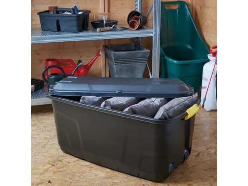 Robuuste Opbergbox 145 Liter Zwart Met Wielen