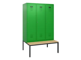 locker met bank,HxBxD 1950x1200x815mm,3vak,vak B 400mm,cilinderslot - 2