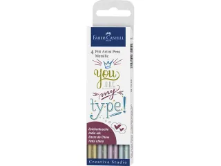 Tekenstift Faber-Castell Pitt Artist Pen metallic 4-delig etui - 1