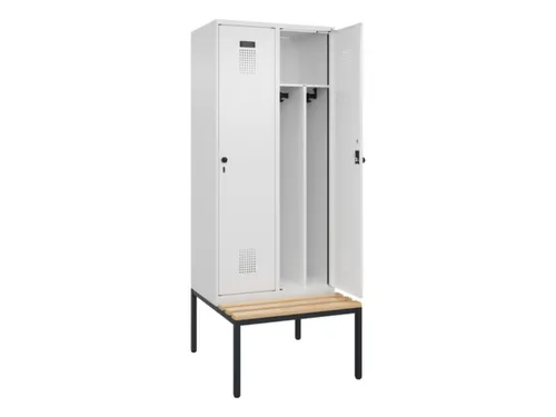 locker met bank,voor scheiding van kleding,HxBxD 2120x800x815mm,2vak