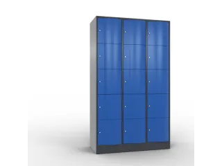 lockerkast,HxBxD 1950x1150x540mm,3x5vakken,romp RAL7021,front RAL5010 - 2