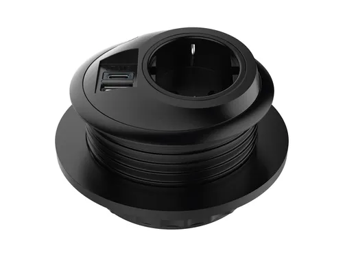 Desktop stekkerdoos Power PixelTUF 1x Schuko + USB A en C 25W Zwart