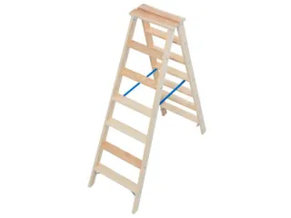 dubbele ladder,beide zijden,2x7treden,Stand H 1,1m,balk L 1,65m,hout - 1