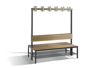 omkleedbank,HxLxD 1710x1500x760mm,HPL eiken-sereno,frame staal RAL7021 - 1