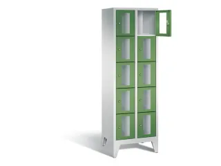 Lockerkast 1850x610x500mm 2x5 vakken Cilinderslot Poten, RAL6011 - 1