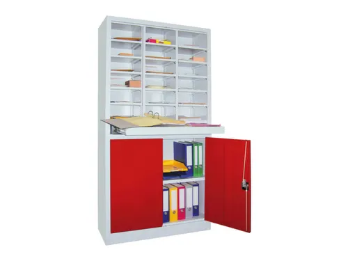 Postsorteerkast Met Deuren 1950x1000x400mm 3x6 Ral7035 Front Ral3000