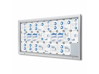 Vitrinekast mededelingenbord Outdoor 27xA4 met gasveer Zilver - 1