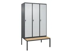 locker met bank,HxBxD 2120x1200x815mm,3vak,vak B 400mm,draaigrendel