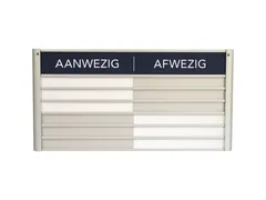 Menoor In-Uit bord 6 namen Aluminium Aanwezig/Afwezig Donkerblauw