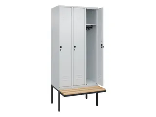 locker met bank,HxBxD 2120x900x815mm,3vak,vak B 300mm,draaigrendel - 2