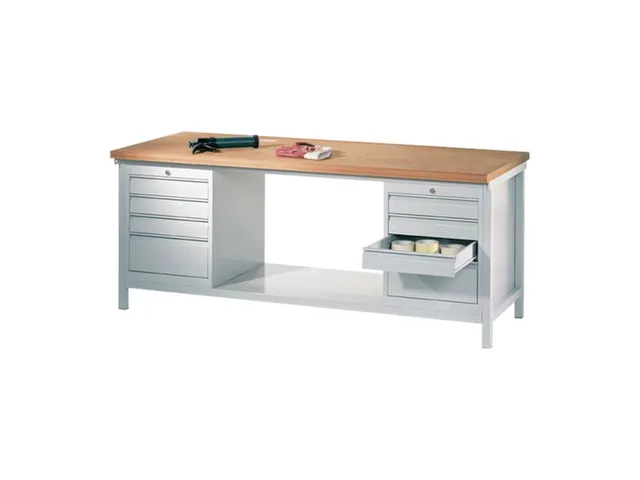 établi,HxlxP 900x2000x700mm,piètement/corps RAL7035,face avant RAL70