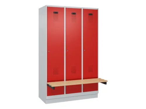 locker met bank,HxBxD 1950x1200x815mm,3vak,vak B 400mm,cilinderslot