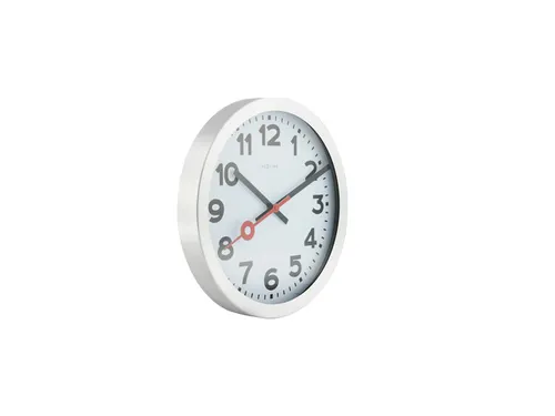 Wandklok NeXtime dia. 19cm, geborsteld aluminium, 'Station' cijfers