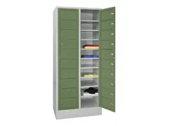 Wasgoedkast 1850x770x500 2x10 Vakken Sokkel Ral7035 Front Ral6011