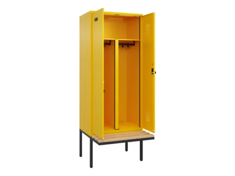 PBM-locker met bank,HxBxD 2120x800x815mm,2vak,vak B 400mm,draaigrendel