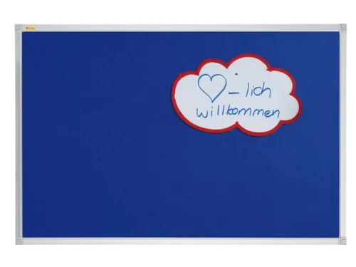 prikbord HxB 90x180cm opprikbaar bord vilt blauw frame aluminium