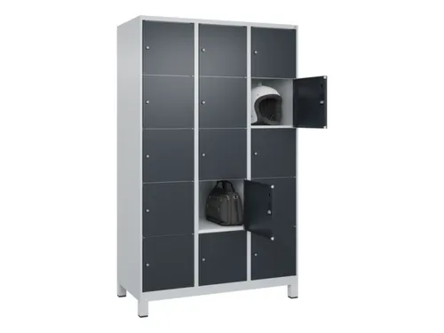lockerkast,HxBxD 1950x1200x500mm,3x5vakken,vak B 400mm,cil.-slot