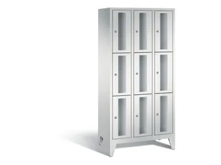 lockerkast 1850x900x500mm 3x3 vakken Cilinderslot Poten, RAL7035 - 2