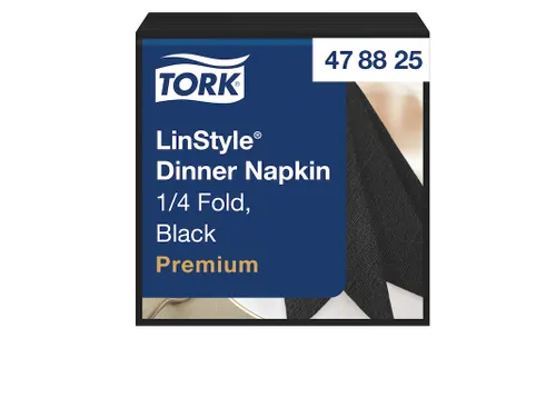 Linstyle servet 478726 39x39cm zwart 1/4 vouw 1-laags 14x50 stuks