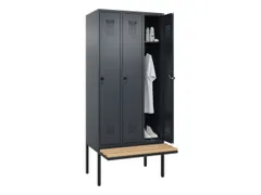 locker met bank,HxBxD 2120x900x815mm,3vak,vak B 300mm,draaigrendel