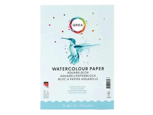 Aquarelblok Qrea A5 20vel 200gr gelijmd