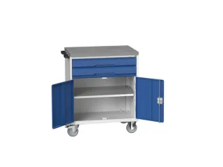 gereedschapswagen 980x800x600mm linoleum 2 laden+kast, RAL7035+RAL5010 - 1