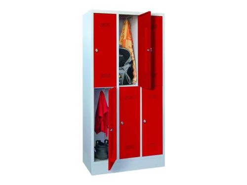 dubbeldekse locker,HxBxD 1850x900x500mm,3x2vak.,RAL7035,front RAL3000