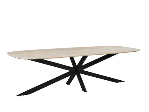 Vergadertafel Harper Deens Ovaal 300x100cm Naturel blad met Spinpoot