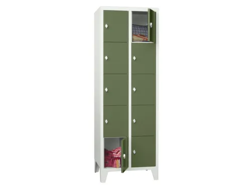 lockerkast,HxBxD 1850x600x500mm,2x5vakken,RAL7035,front RAL6011