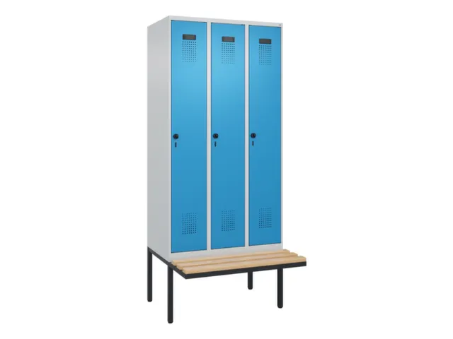 locker met bank,voor scheiding van kleding,HxBxD 2120x900x815mm,3vak