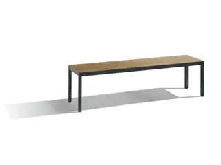 omkleedbank,HxLxD 438x1500x353mm,HPL eiken-sereno,frame staal RAL7021 - 1
