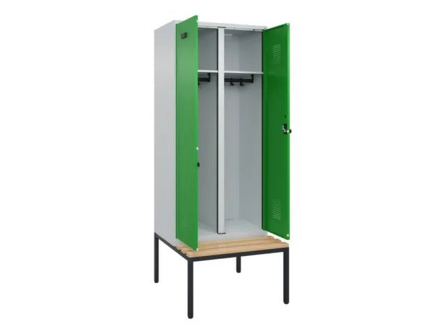 locker met bank,voor scheiding van kleding,HxBxD 2120x800x815mm,2vak