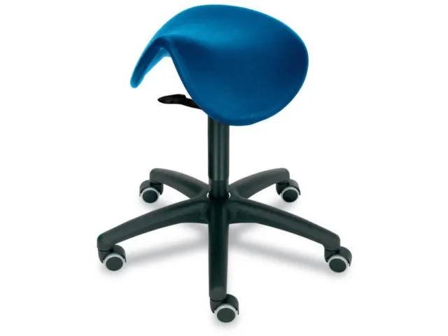 zadelkruk zadelzitting zitting stof blauw H 490-680mm gasveer wielen