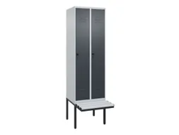 locker met bank,HxBxD 2120x600x815mm,2vak,vak B 300mm,draaigrendel