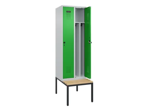 locker met bank,voor scheiding van kleding,HxBxD 2120x600x815mm,2vak