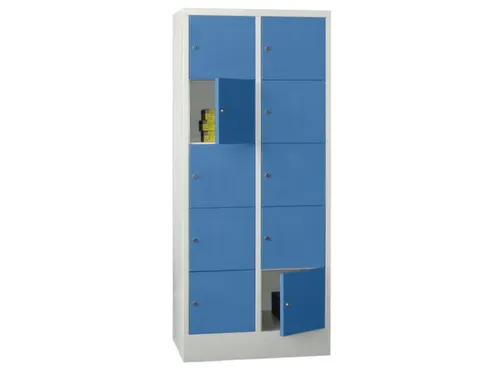 lockerkast,HxBxD 1850x800x500mm,2x5vakken,RAL7035,front RAL5012