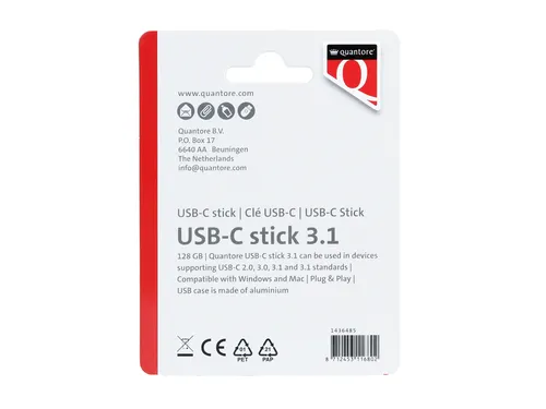 USB stick 3.1 Quantore USB-C 128GB zilver
