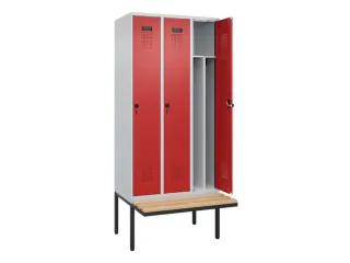 locker met bank,voor scheiding van kleding,HxBxD 2120x900x815mm,3vak - 1