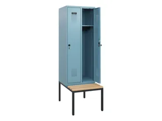 locker met bank,HxBxD 1950x600x815mm,2vak,vak B 300mm,draaigrendel - 1