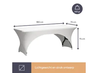 Hoes Voor Rechthoekige Tafel - Boogvormig - WIT - 3