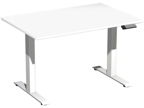 Elektrisch ihv bureau,HxBxD 630-1280x1200x800mm,blad wit,T-voet wit