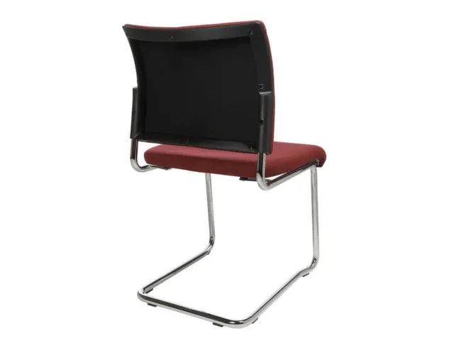 Chaise visiteur Tissu bordeaux Assise 480x450mm Cadre traineau