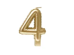 Verjaardagskaars cijfer 4 Folieballon Goud 10cm